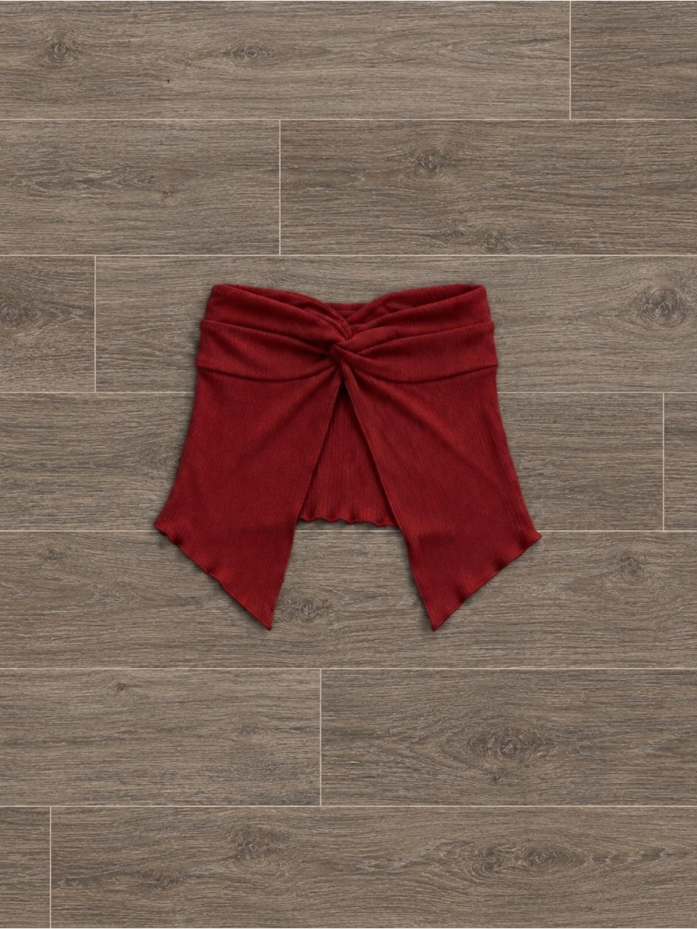 Princess Polly Red Mani Twist-Front Tube Crop Top
